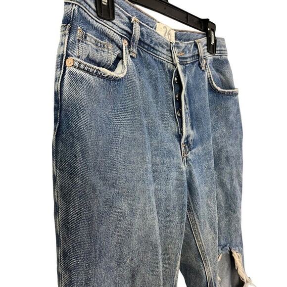 We The Free People Womens Maggie Mid Rise Straight Leg Button Fly Jeans sz 26 - Picture 4 of 16
